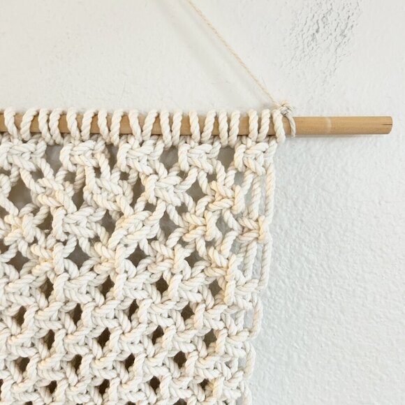 Macrame Wall Hanging Handmade Boho Wood Dowel Tapestry Woven Art Fringe - Picture 2 of 8